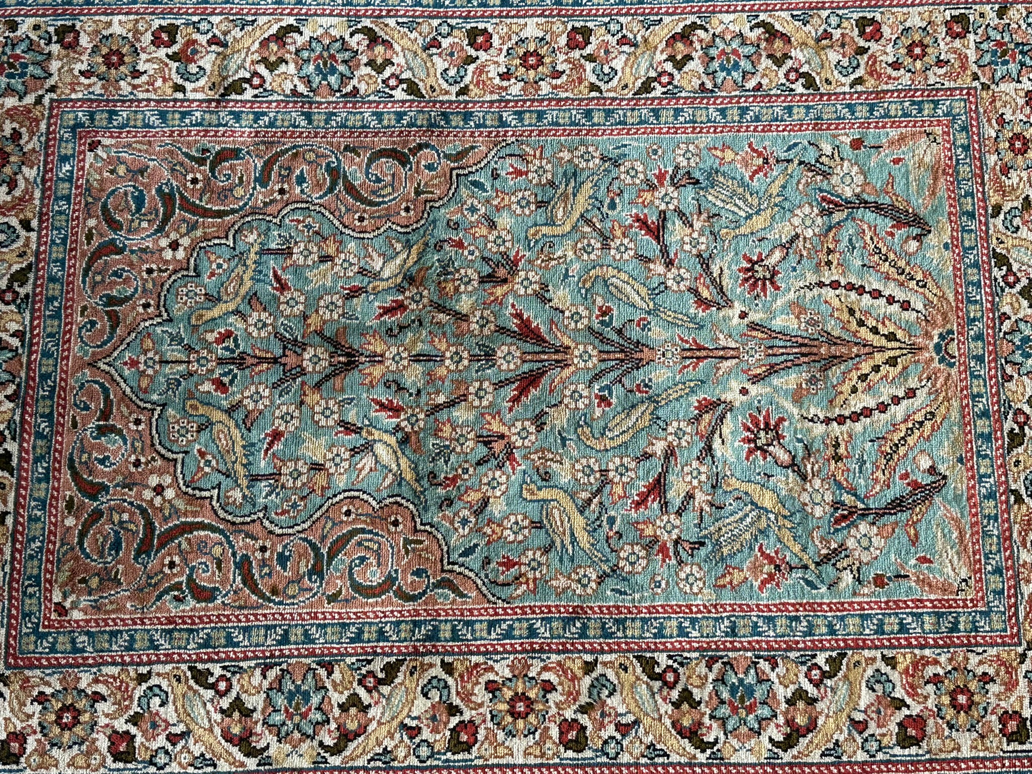 Orientteppich handgeknüpft Kayseri 133x90 cm Seide auf Seide