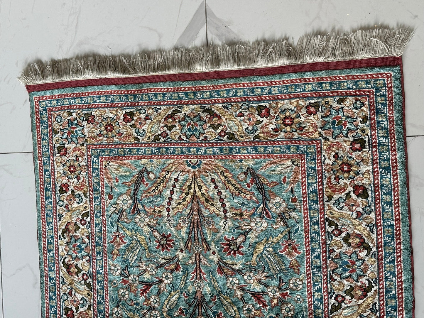 Orientteppich handgeknüpft Kayseri 133x90 cm Seide auf Seide