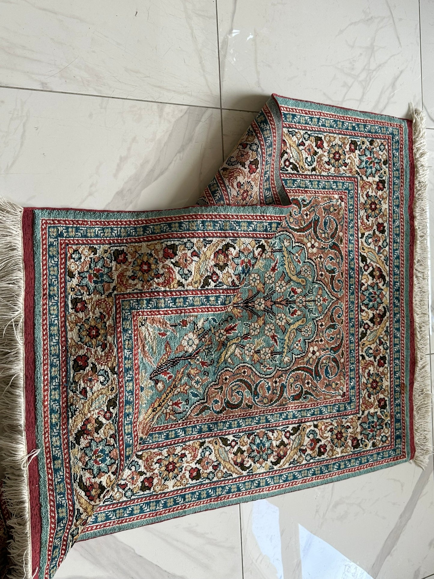 Orientteppich handgeknüpft Kayseri 133x90 cm Seide auf Seide