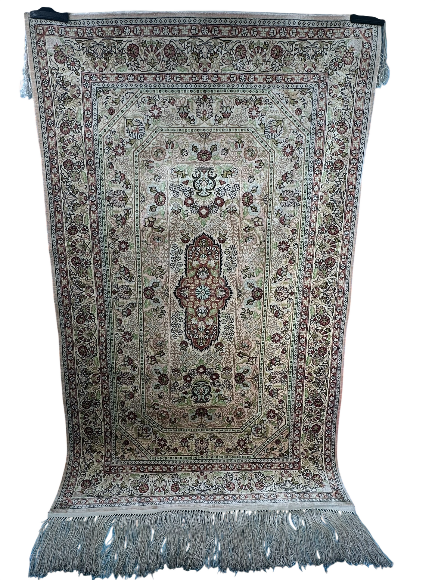 Orientteppich handgeknüpft Hereke 127x77 cm Seide auf Seide