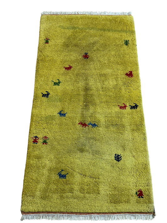 Orientteppich handgeknüpft Gabbeh Indian 140x72 cm