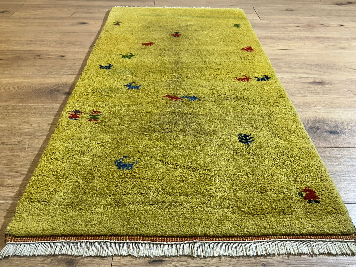 Orientteppich handgeknüpft Gabbeh Indian 140x72 cm