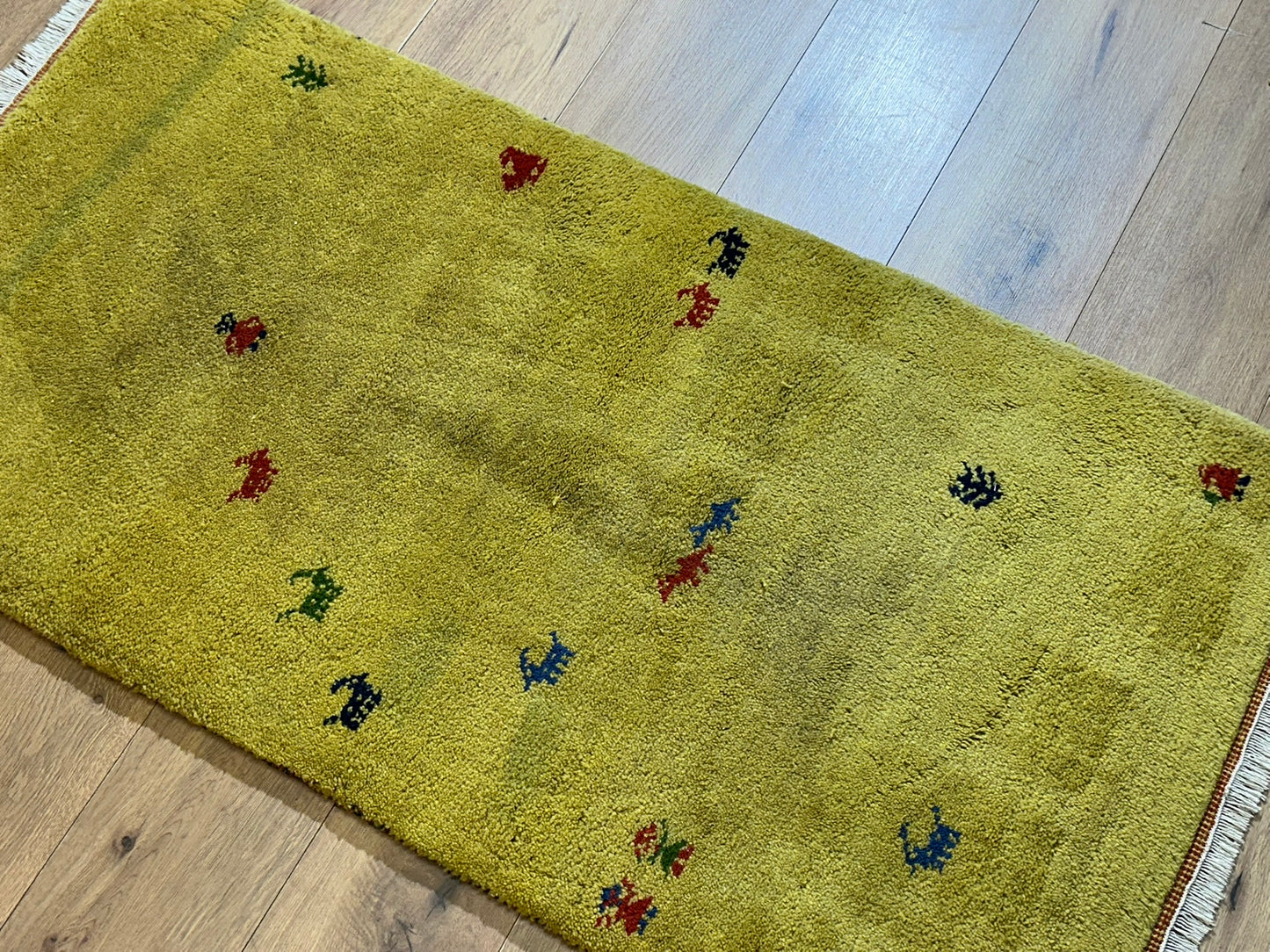 Orientteppich handgeknüpft Gabbeh Indian 140x72 cm
