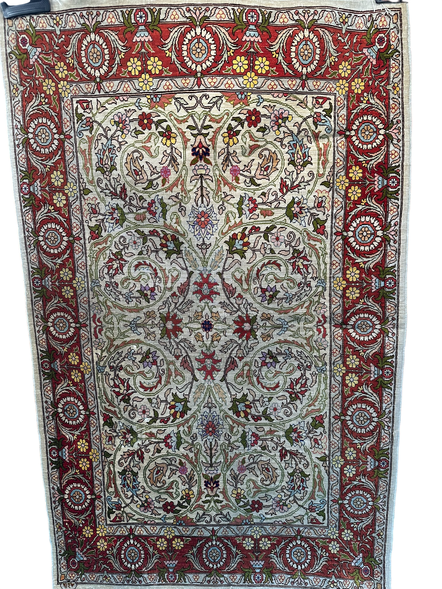 Orientteppich handgeknüpft Hereke 107x67 cm Seide auf Seide