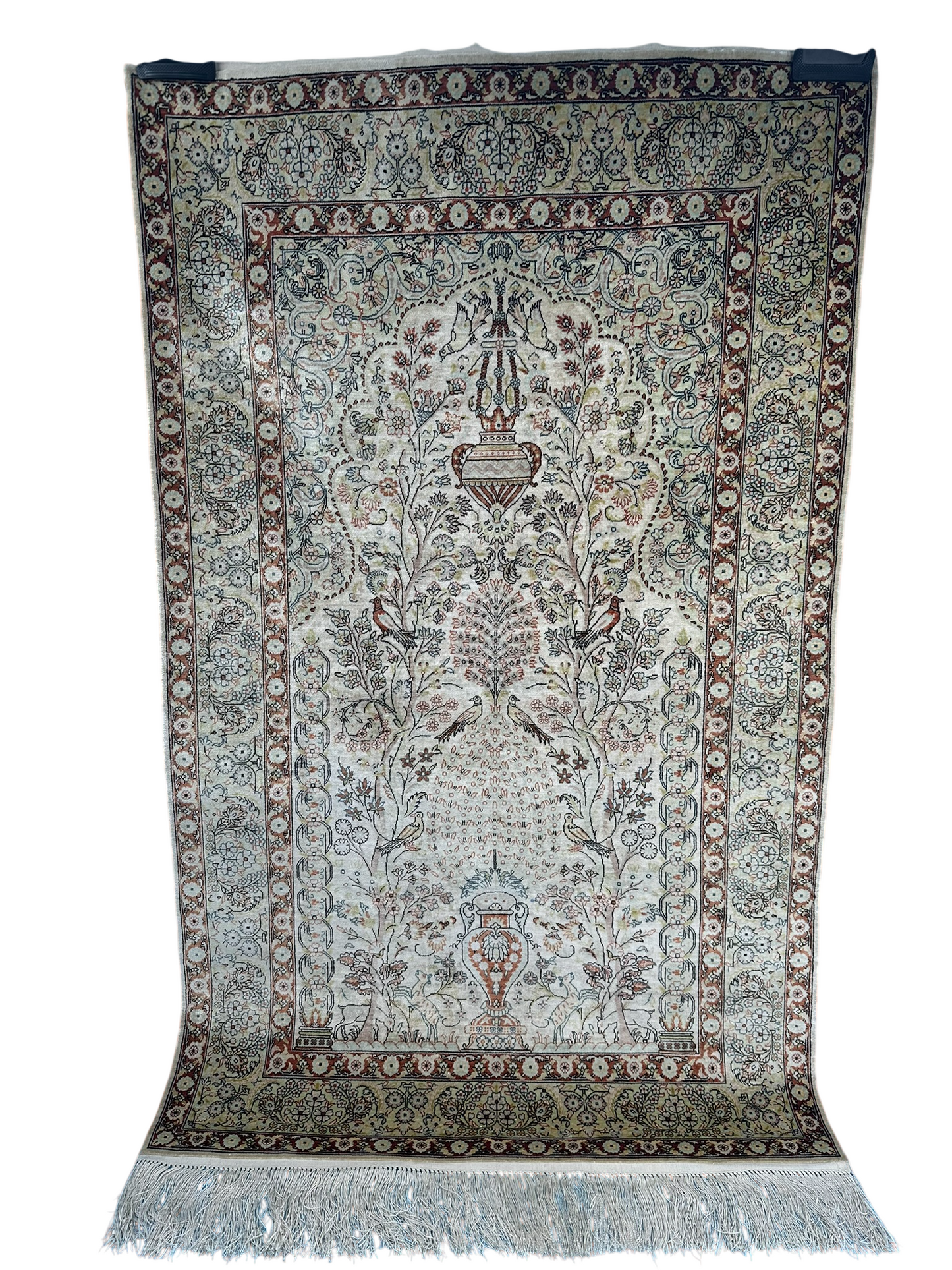 Orientteppich handgeknüpft Hereke Seide auf Seide 127x76 cm