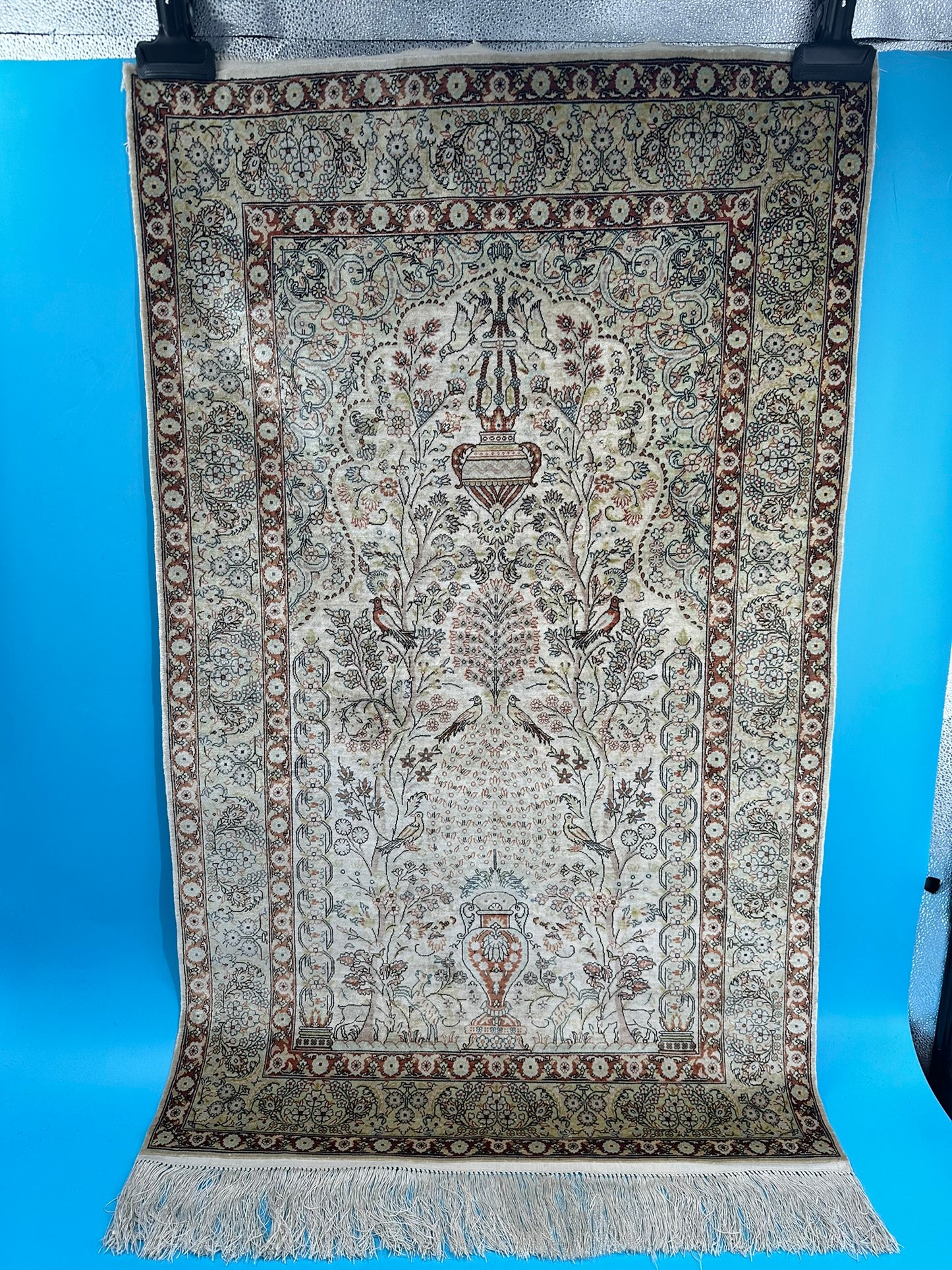 Orientteppich handgeknüpft Hereke Seide auf Seide 127x76 cm