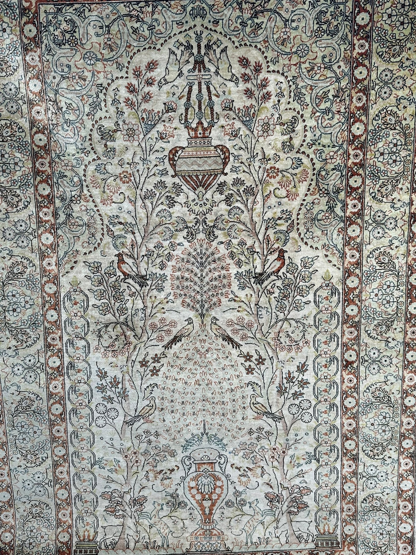 Orientteppich handgeknüpft Hereke Seide auf Seide 127x76 cm