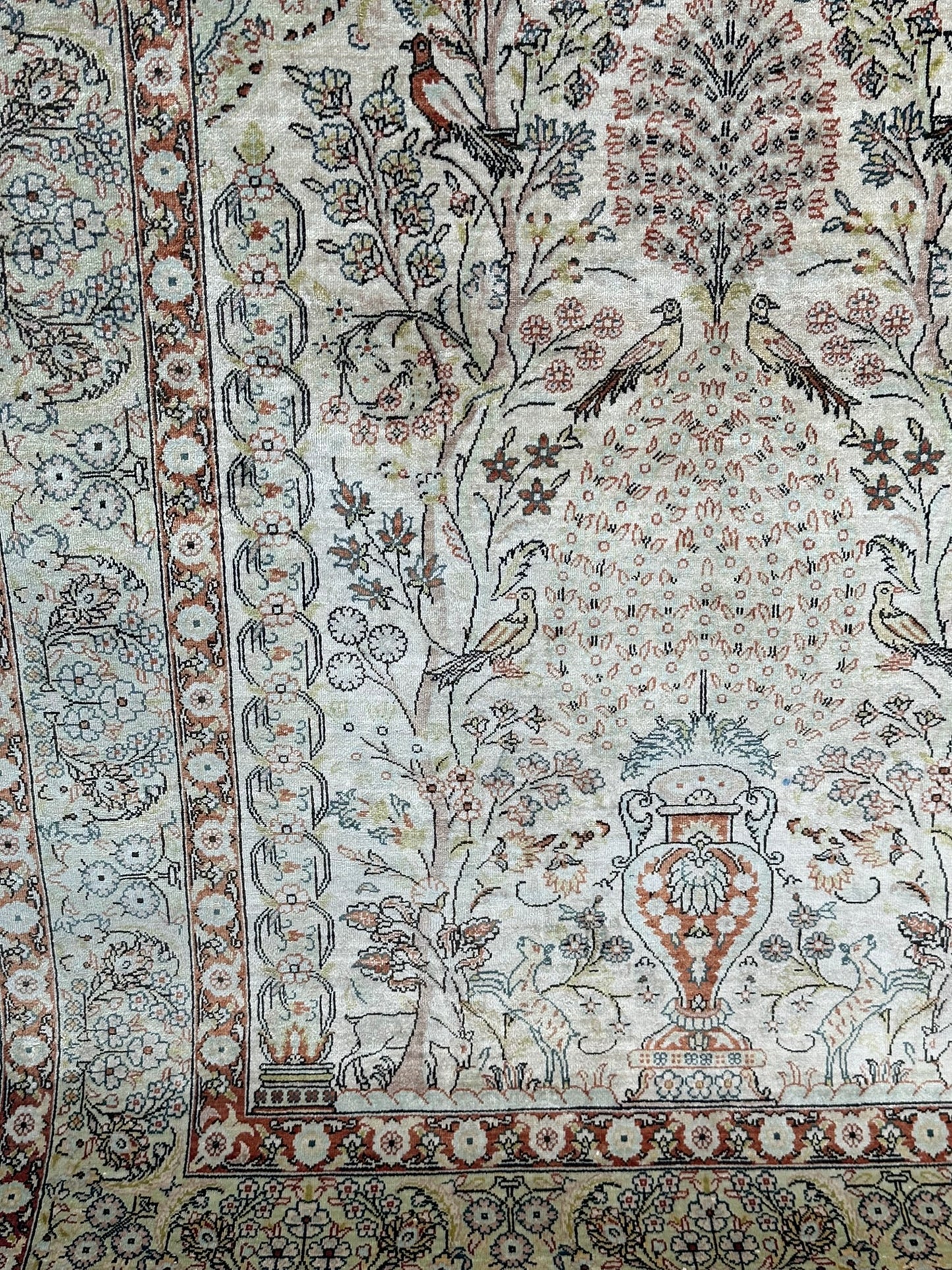 Orientteppich handgeknüpft Hereke Seide auf Seide 127x76 cm