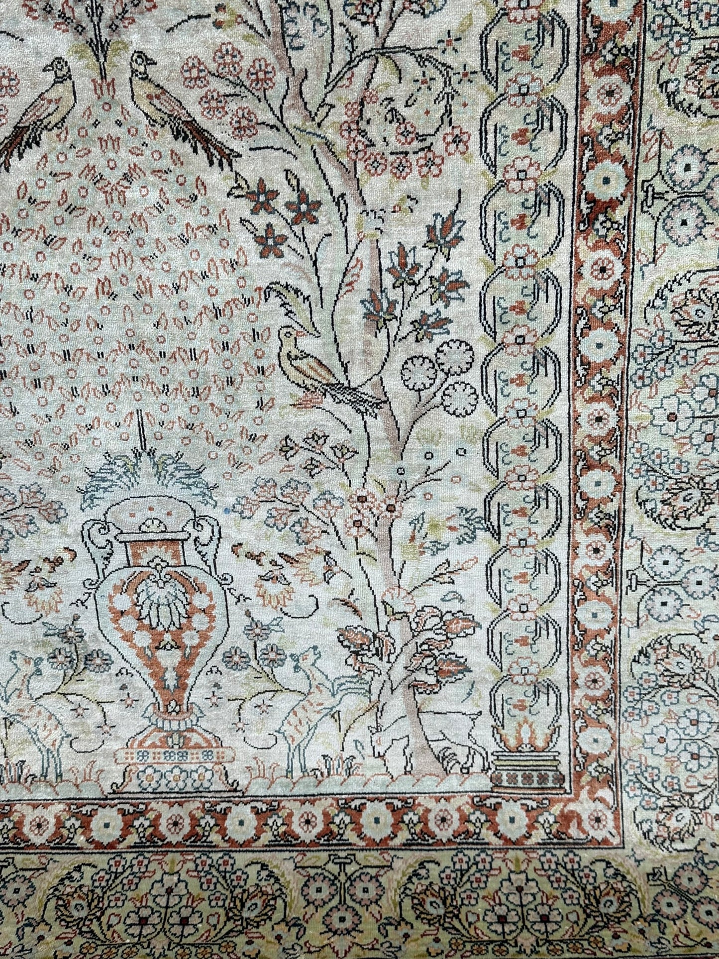 Orientteppich handgeknüpft Hereke Seide auf Seide 127x76 cm