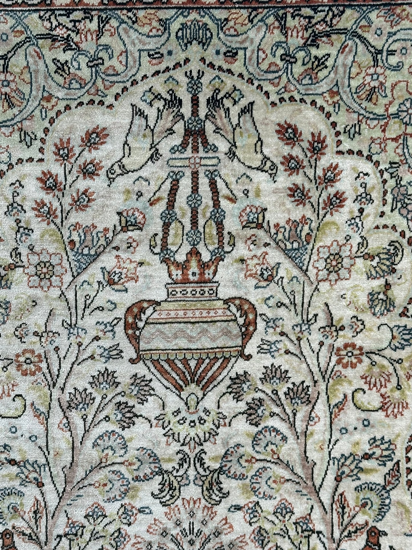 Orientteppich handgeknüpft Hereke Seide auf Seide 127x76 cm