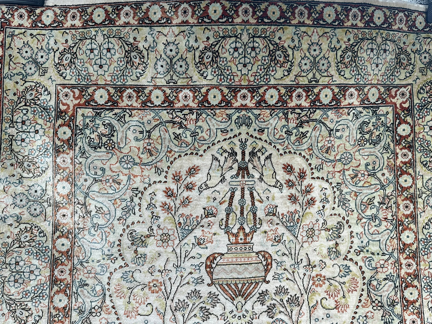 Orientteppich handgeknüpft Hereke Seide auf Seide 127x76 cm
