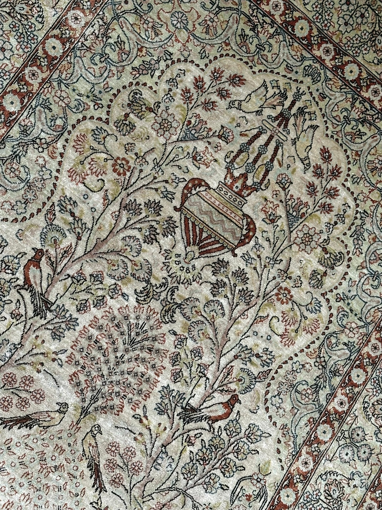 Orientteppich handgeknüpft Hereke Seide auf Seide 127x76 cm