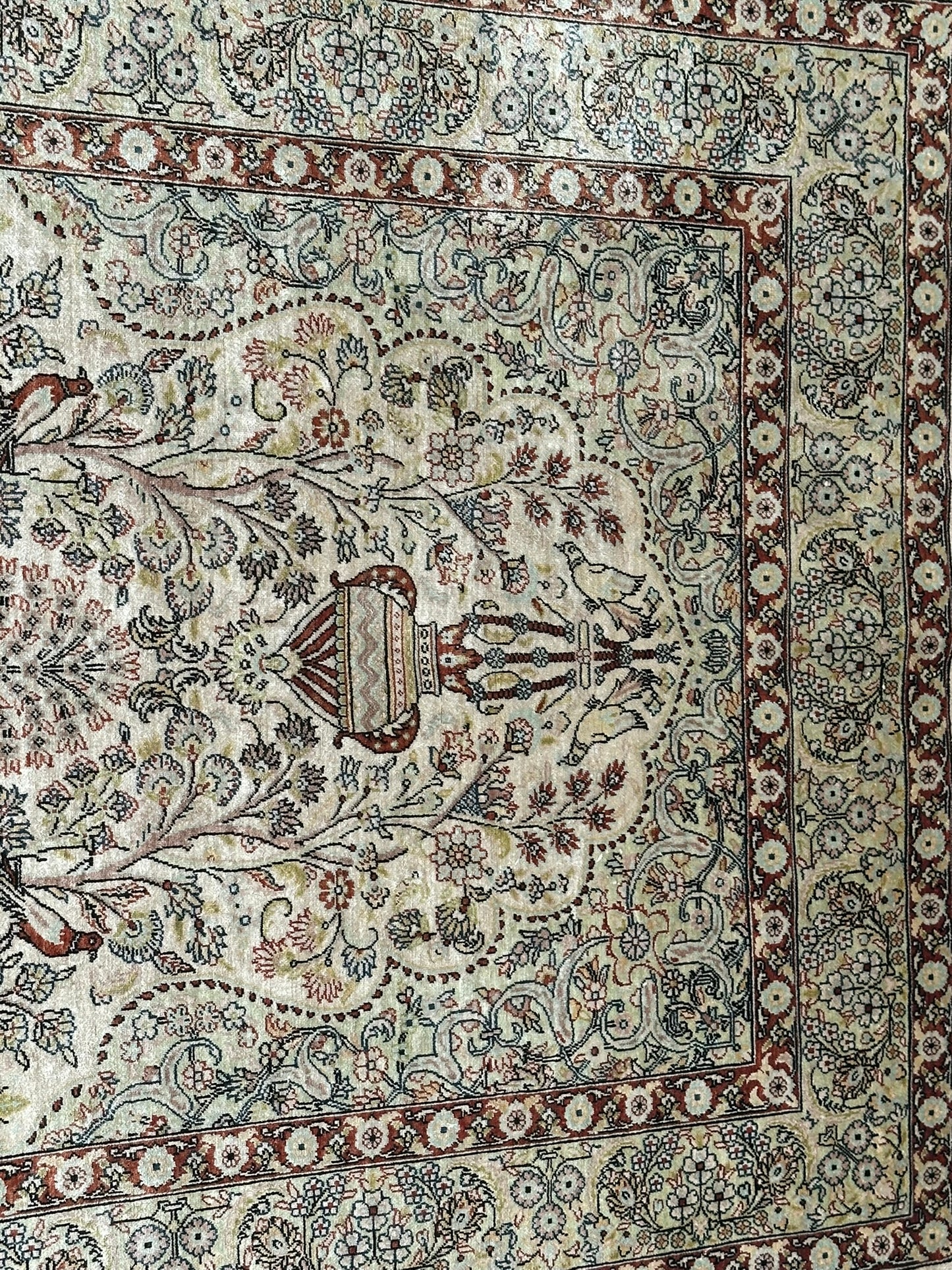 Orientteppich handgeknüpft Hereke Seide auf Seide 127x76 cm