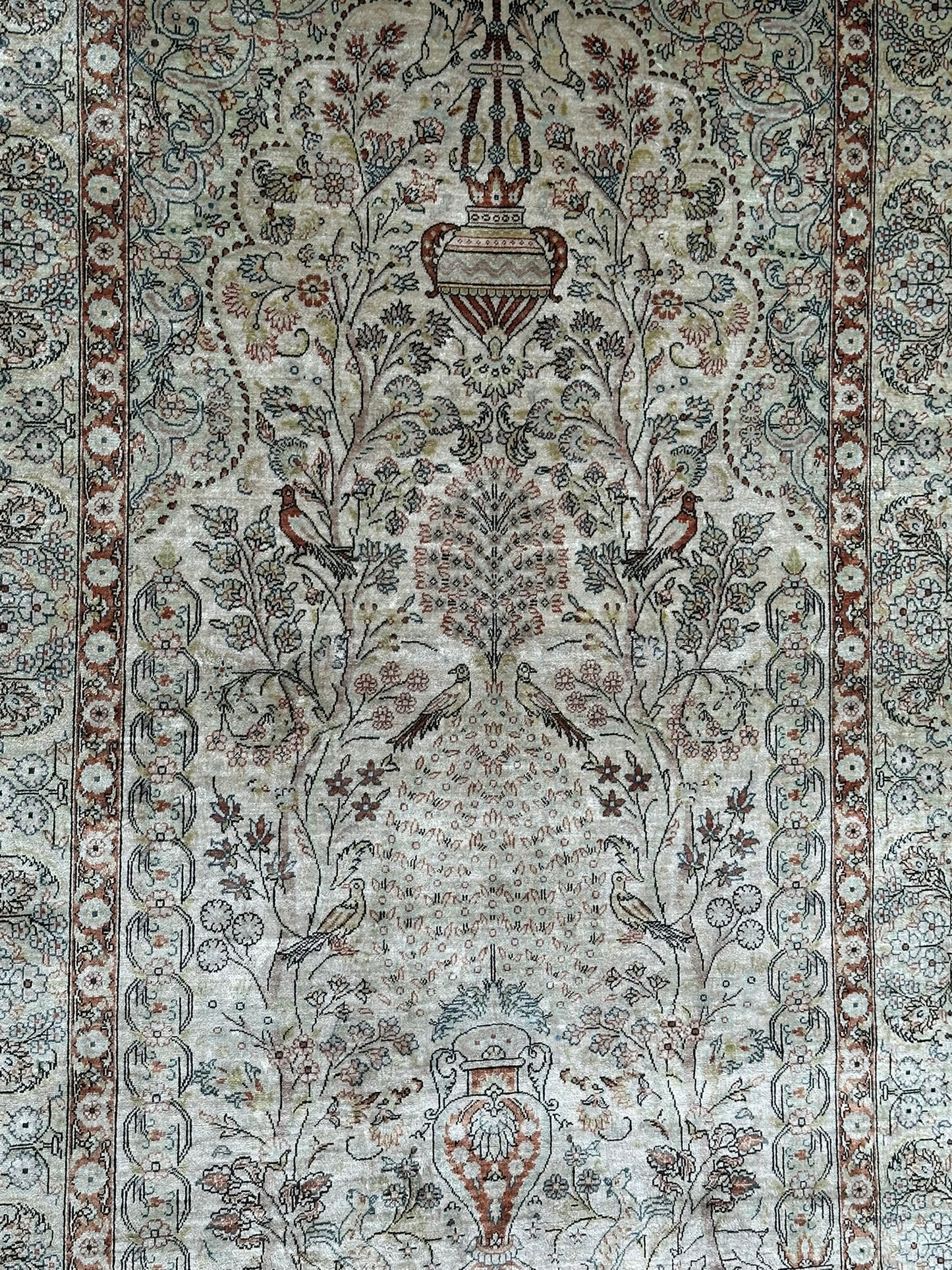 Orientteppich handgeknüpft Hereke Seide auf Seide 127x76 cm