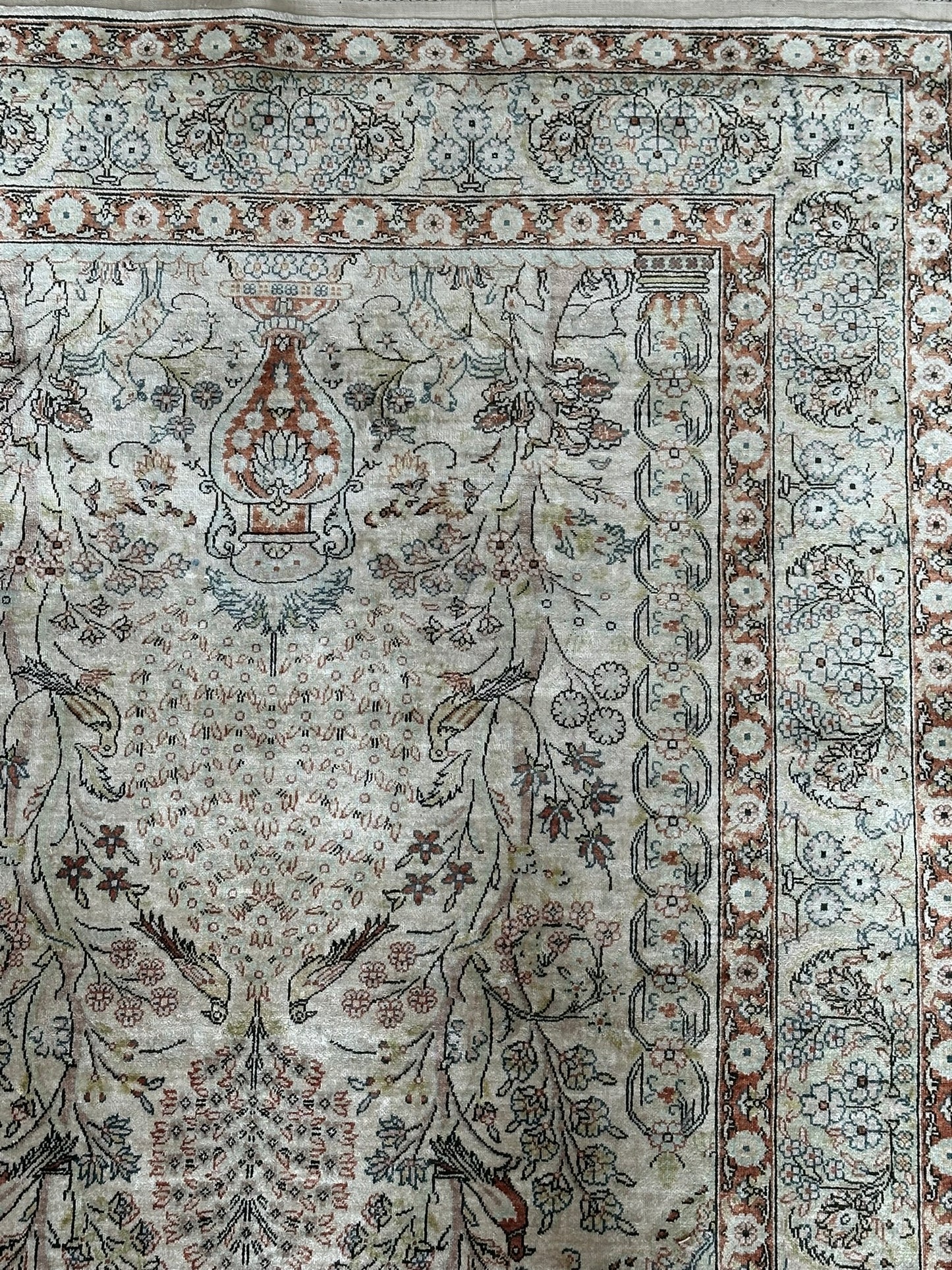 Orientteppich handgeknüpft Hereke Seide auf Seide 127x76 cm