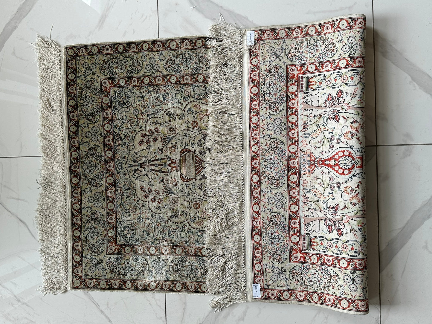 Orientteppich handgeknüpft Hereke Seide auf Seide 127x76 cm