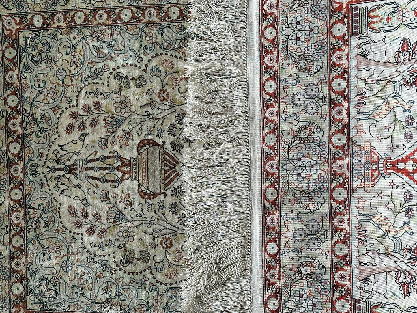 Orientteppich handgeknüpft Hereke Seide auf Seide 127x76 cm