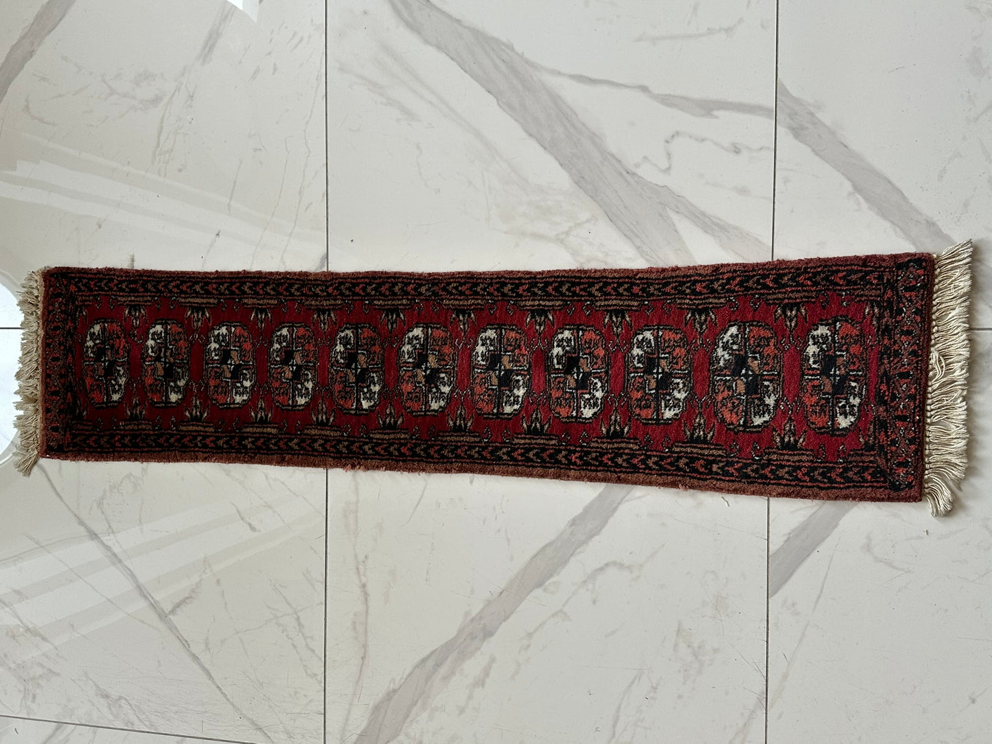 Orientteppich handgeknüpft Buchara Schurwolle 125x28 cm