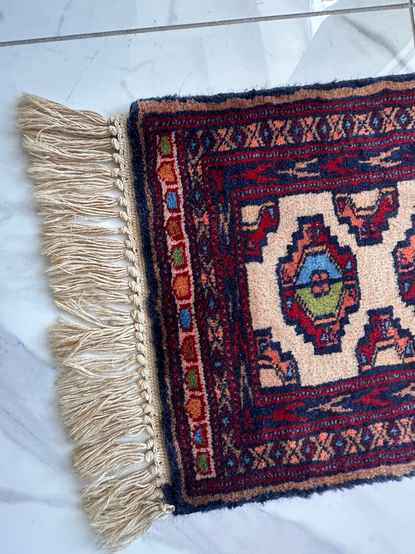 Orientteppich handgeknüpft 35x30 cm Buchara Wolle