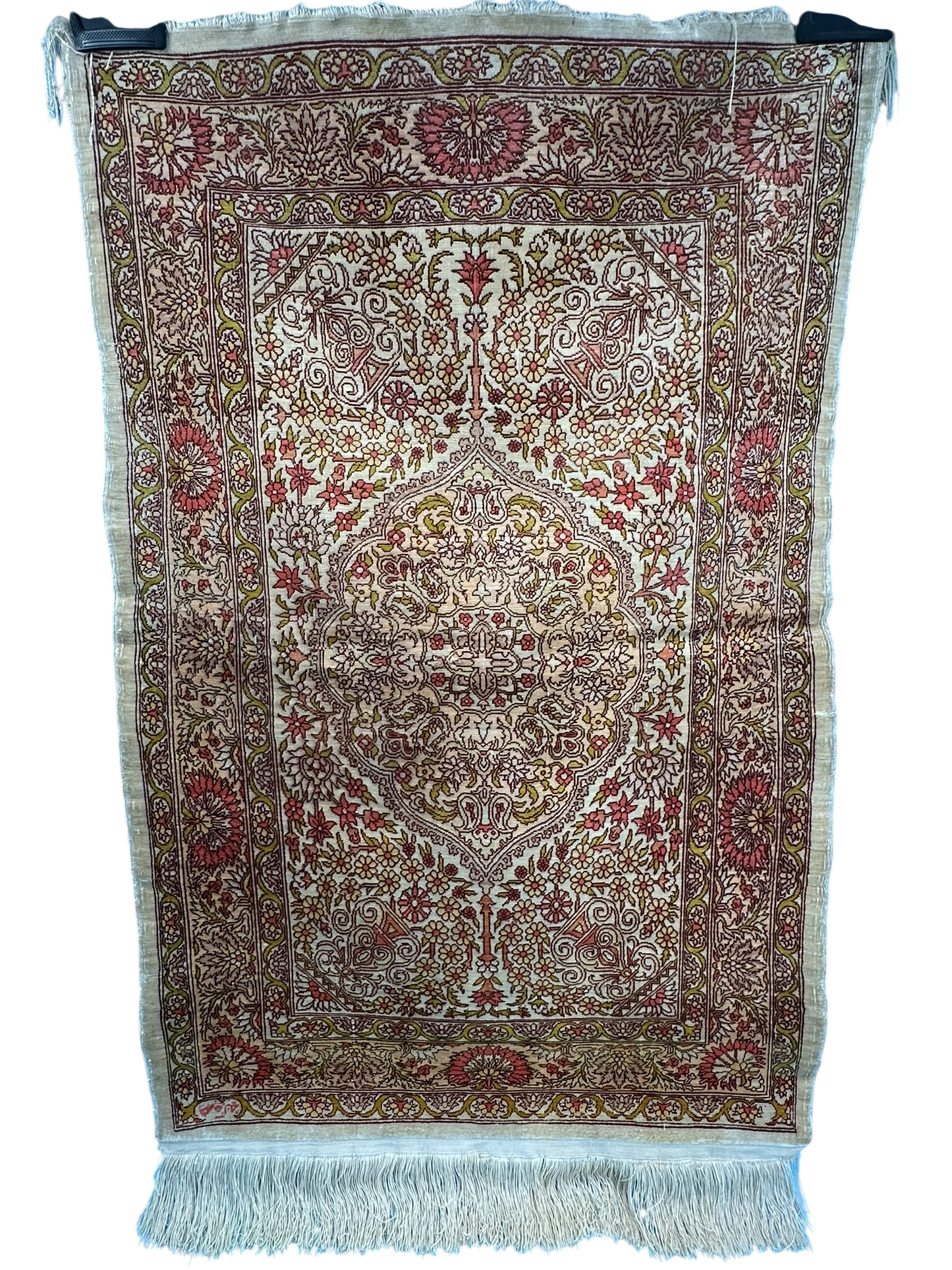 Orientteppich handgeknüpft 142x92 cm Hereke Seide auf seide