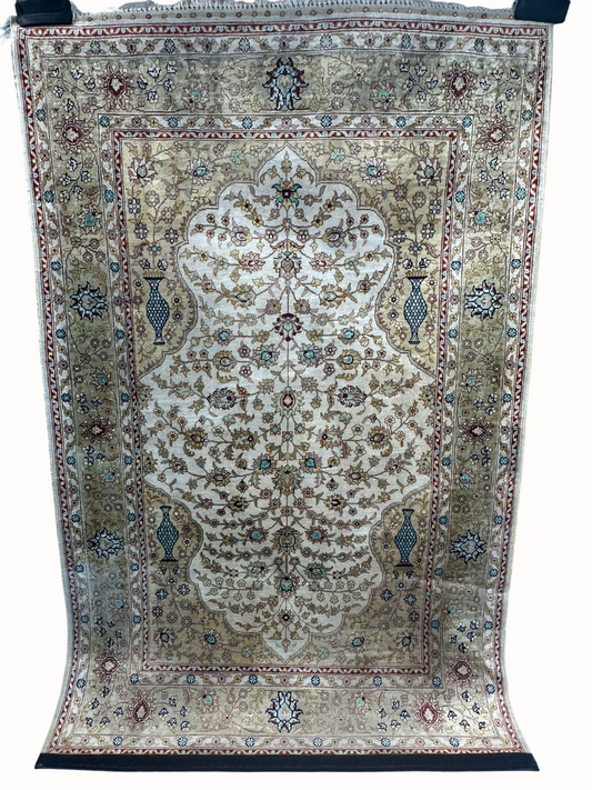 Orientteppich handgeknüpft  124x80 cm Hereke seide auf Seide