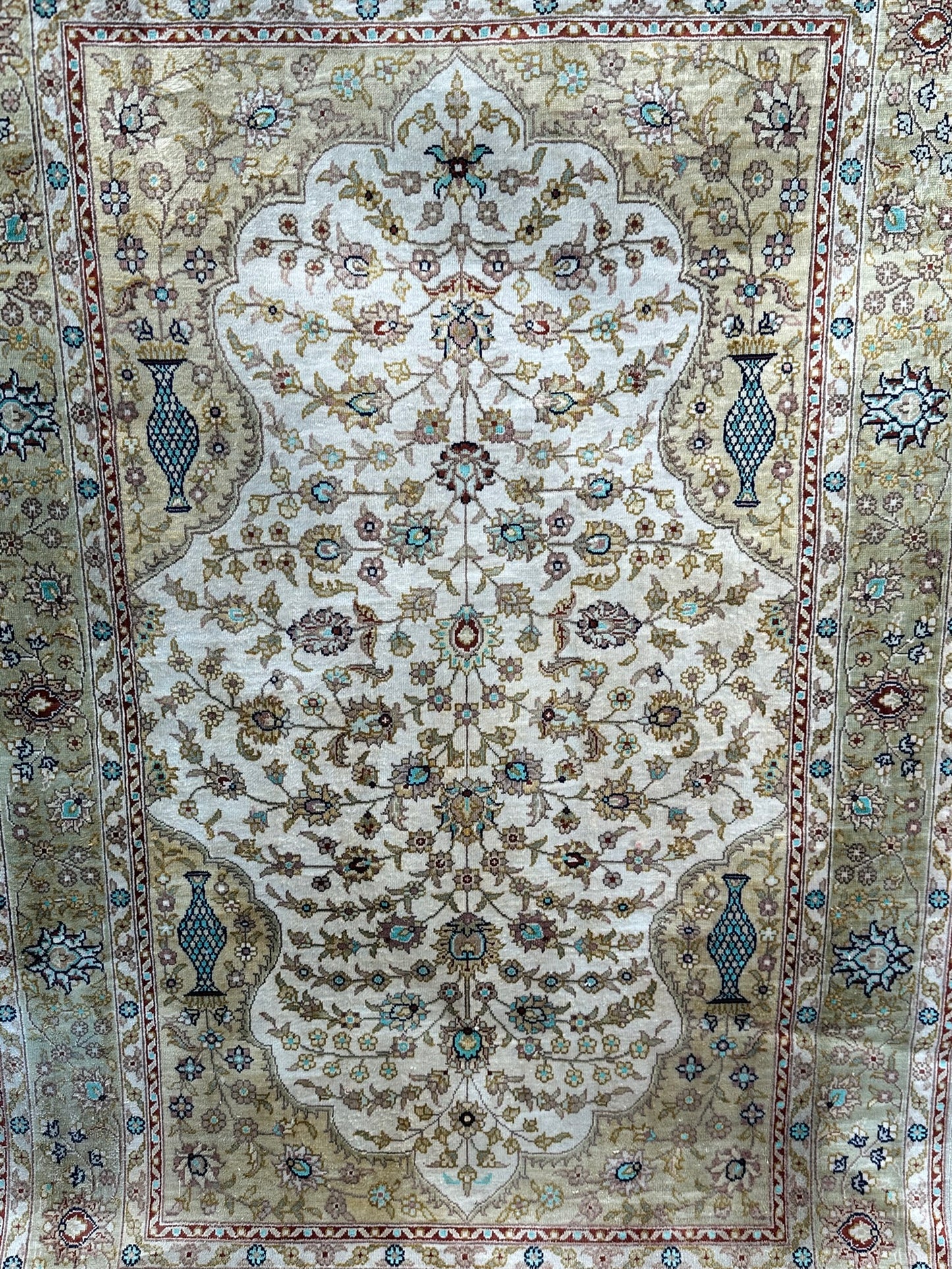 Orientteppich handgeknüpft  124x80 cm Hereke seide auf Seide