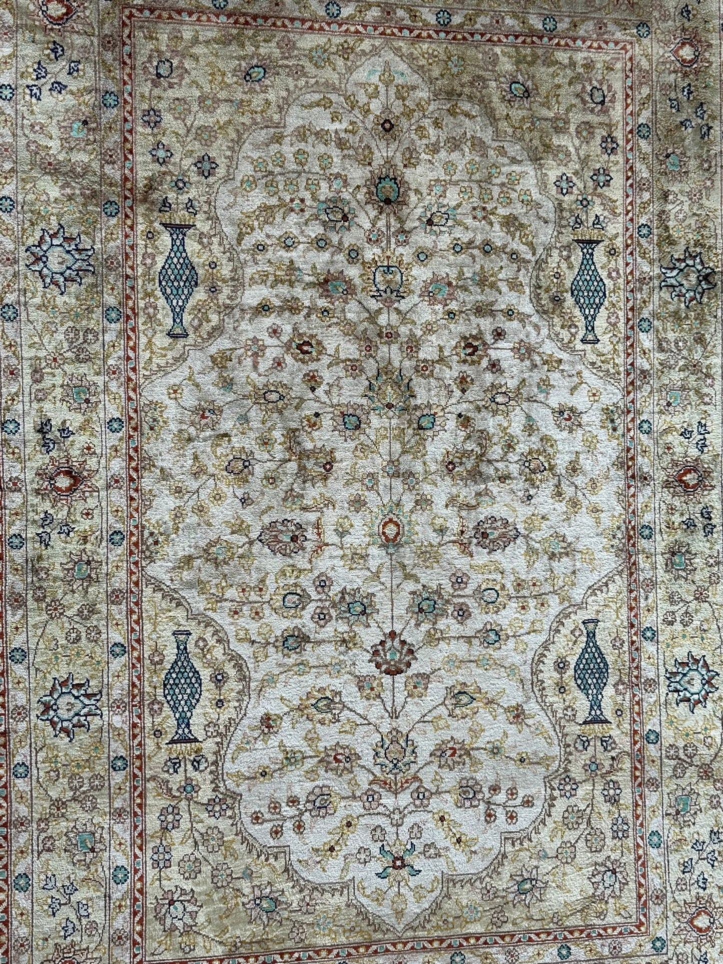 Orientteppich handgeknüpft  124x80 cm Hereke seide auf Seide