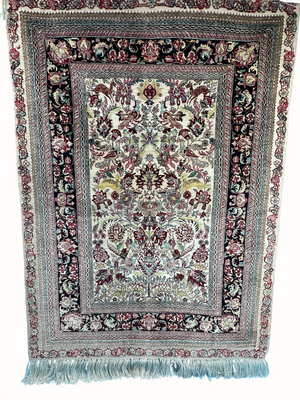 Orientteppich handgeknüpft 108x77 cm Hereke  seide auf Seide