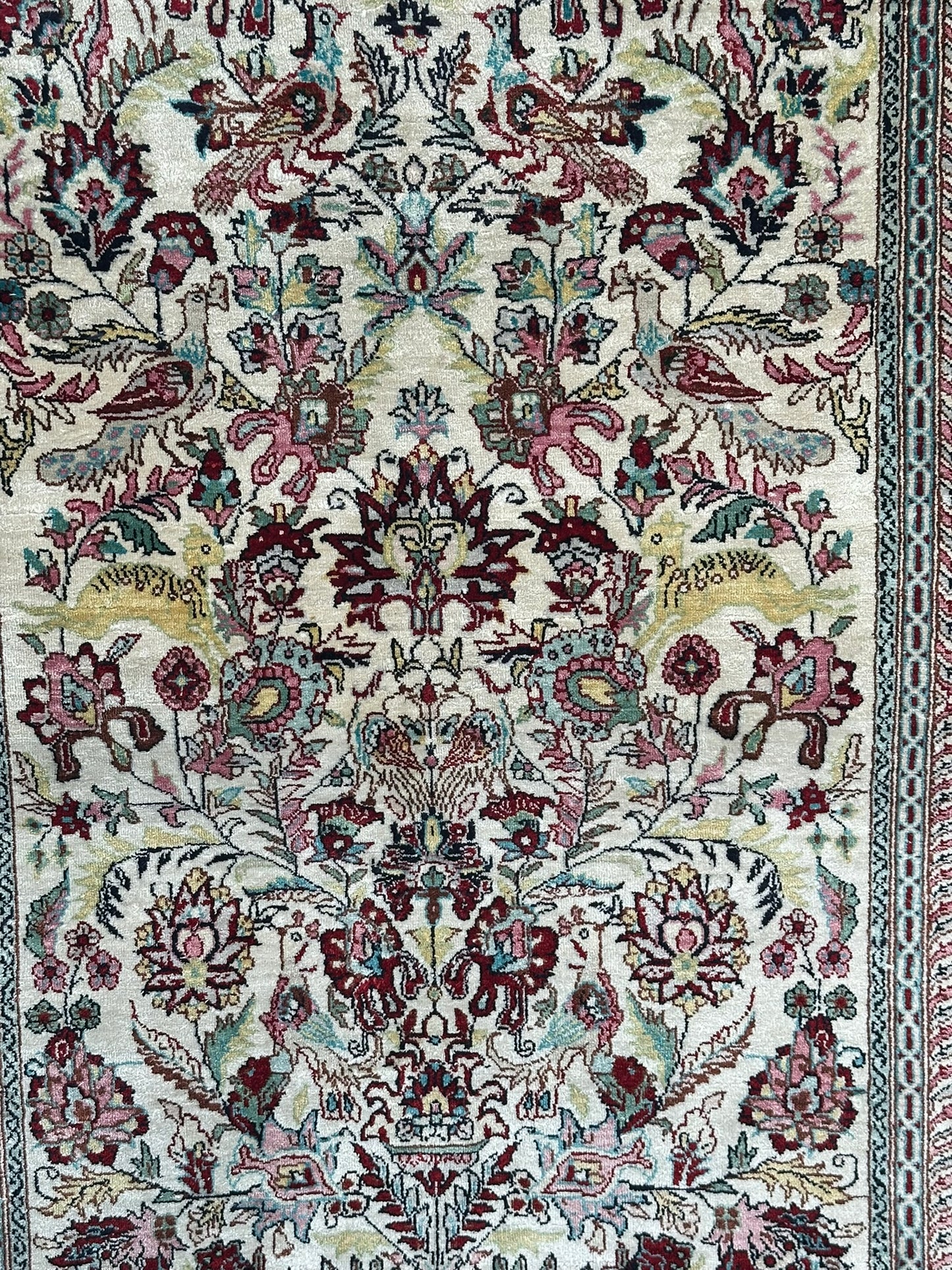 Orientteppich handgeknüpft 108x77 cm Hereke  seide auf Seide