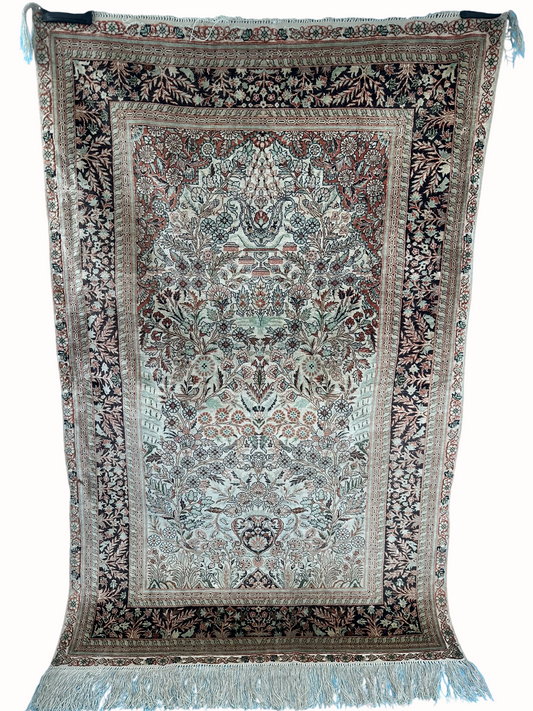 Orientteppich handgeknüpft 120x77cm Hereke seide auf Seide