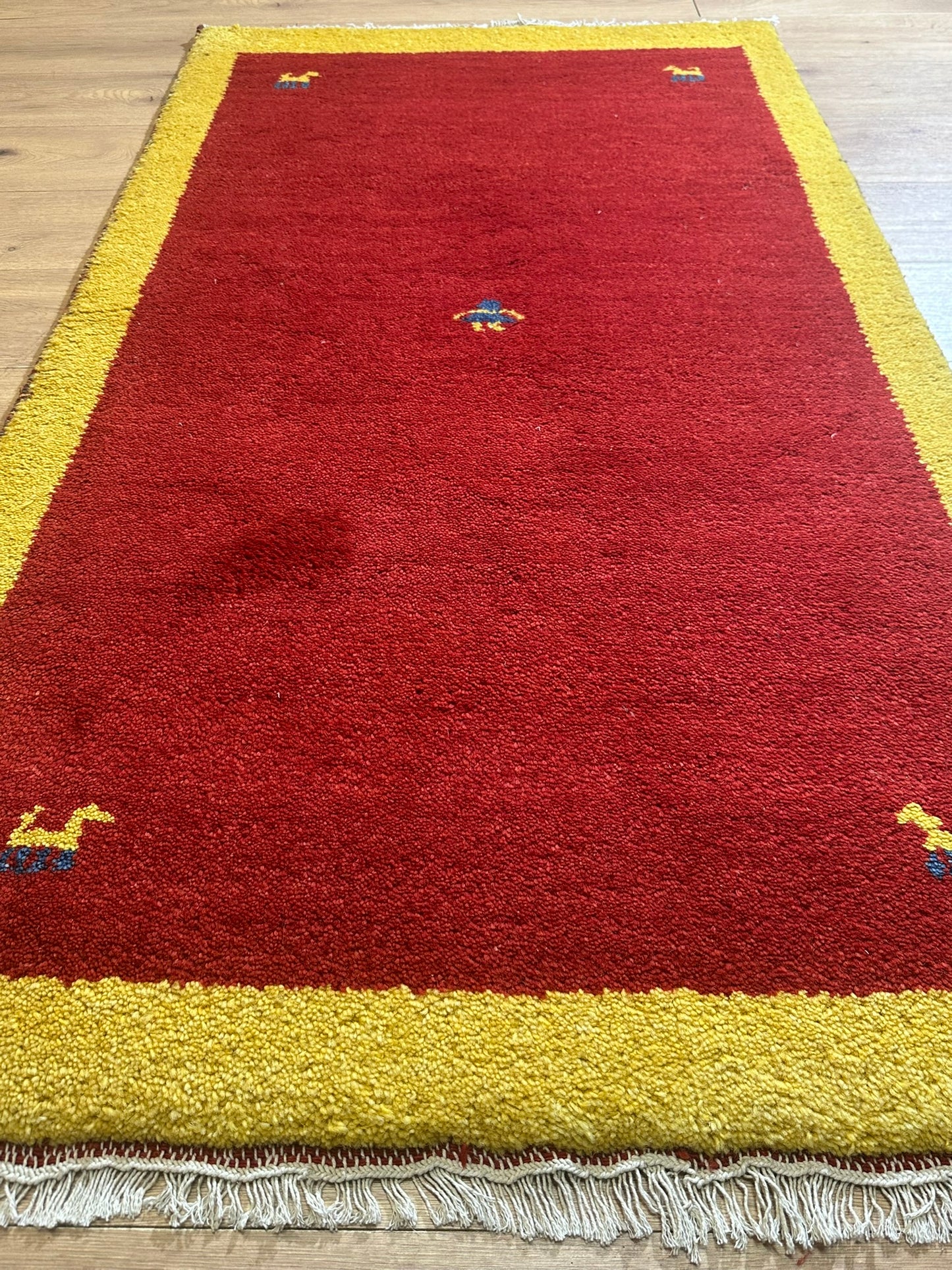 Moderner Gabbeh Teppich handgeknüpft 155x85 cm