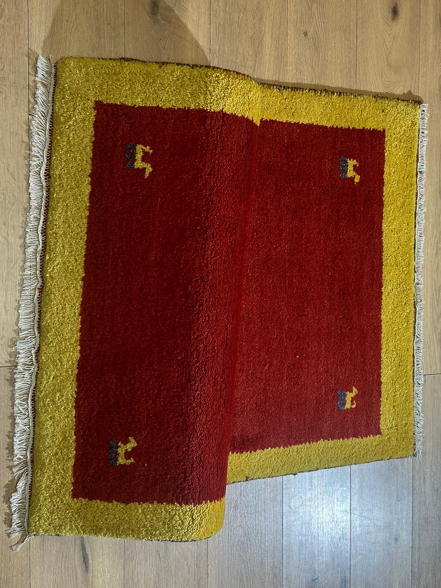 Moderner Gabbeh Teppich handgeknüpft 155x85 cm