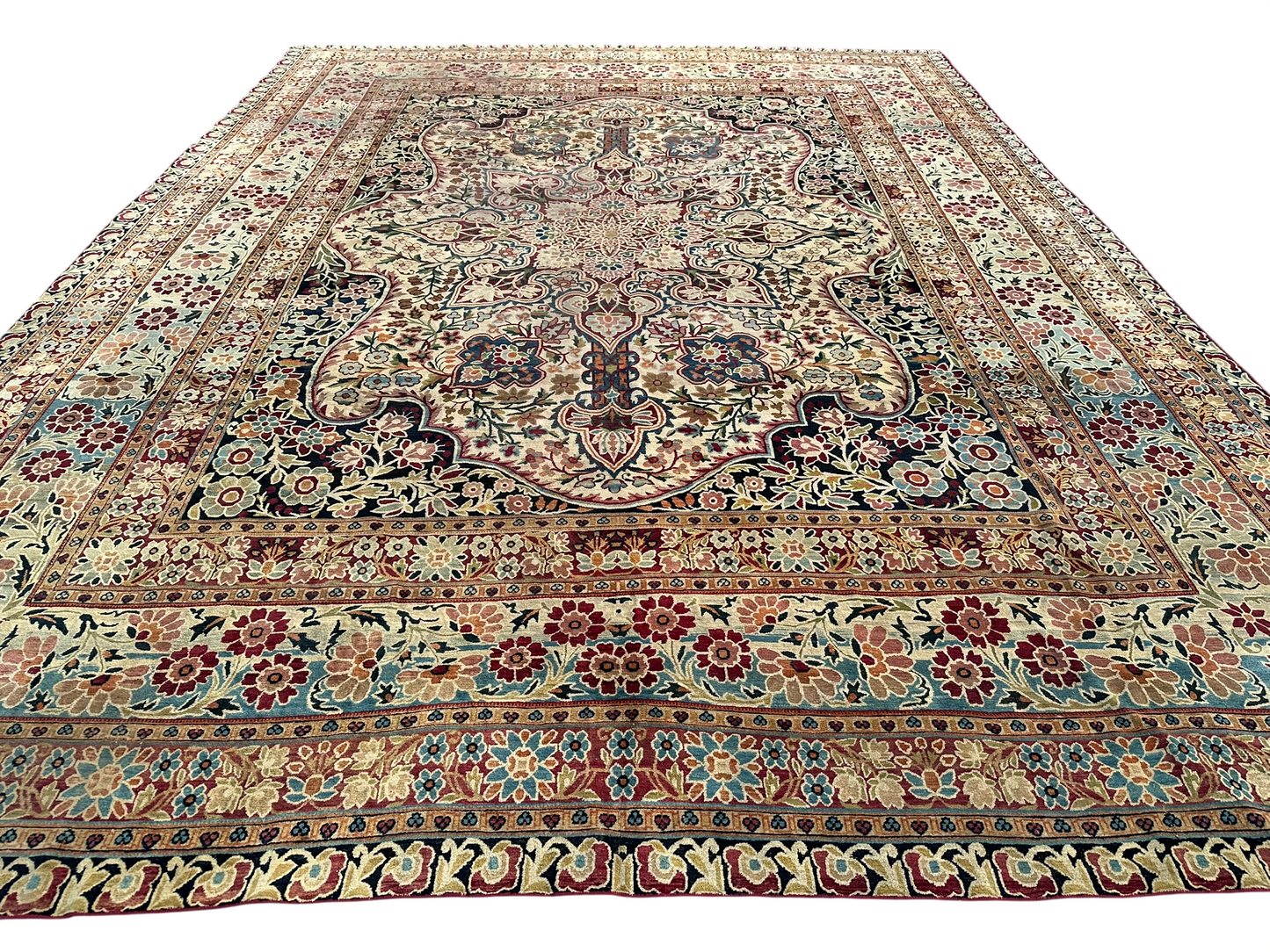 Antiker Orientteppich Handgeknüpft Agra Naturfarben 540x435 cm Signiert