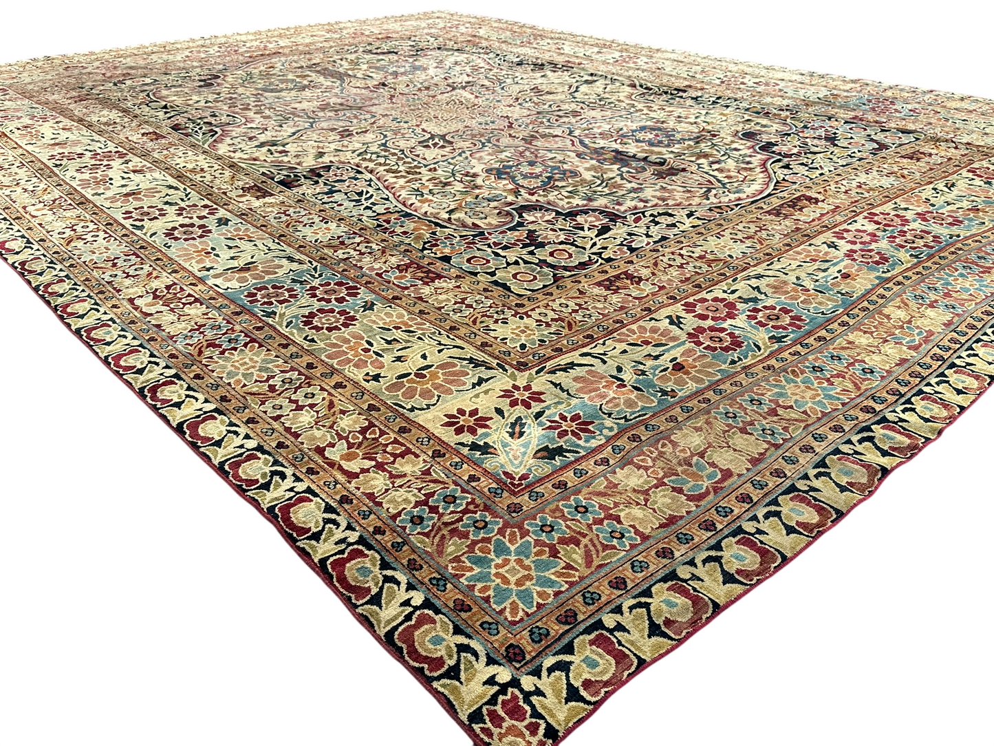 Antiker Orientteppich Handgeknüpft Agra Naturfarben 540x435 cm Signiert
