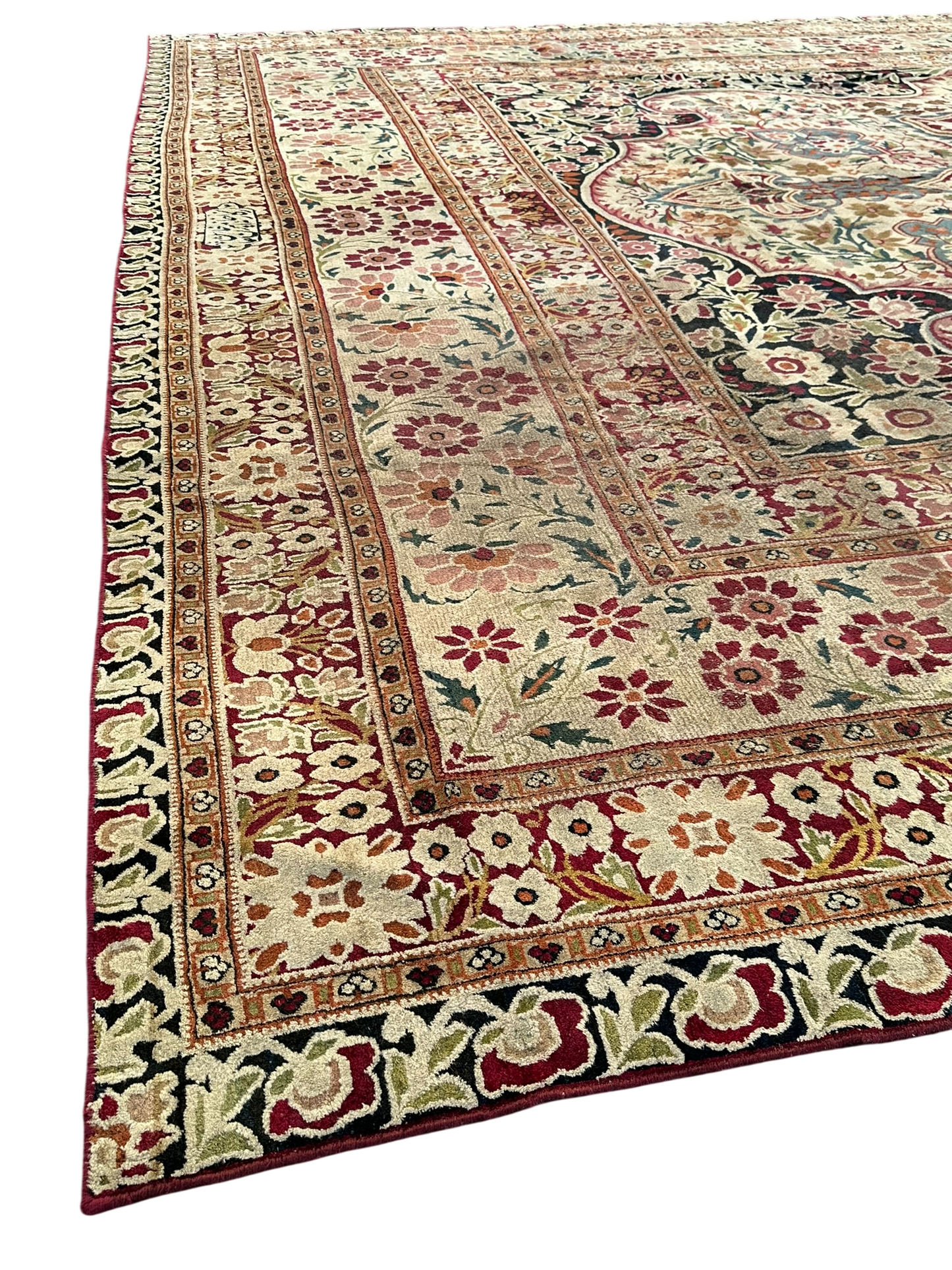 Antiker Orientteppich Handgeknüpft Agra Naturfarben 540x435 cm Signiert
