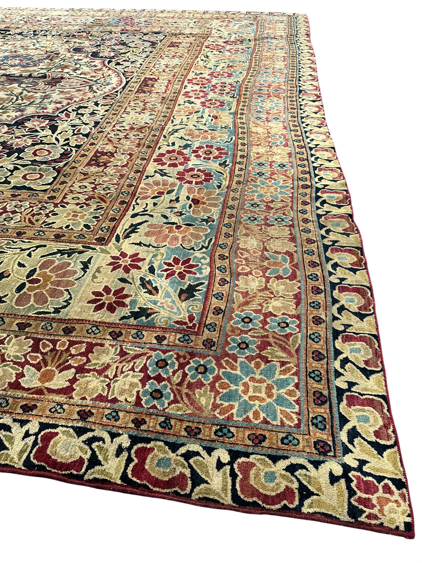 Antiker Orientteppich Handgeknüpft Agra Naturfarben 540x435 cm Signiert