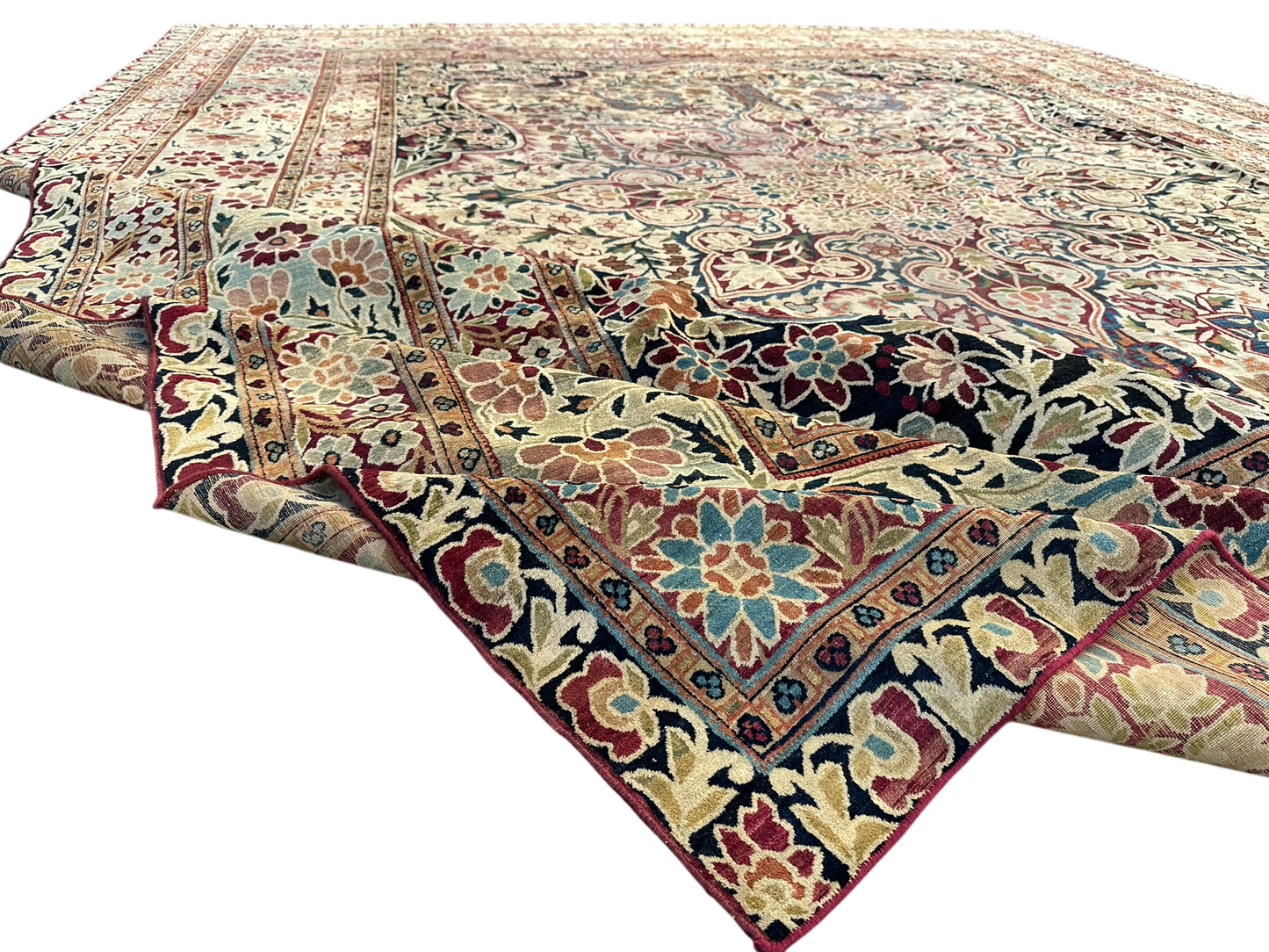 Antiker Orientteppich Handgeknüpft Agra Naturfarben 540x435 cm Signiert