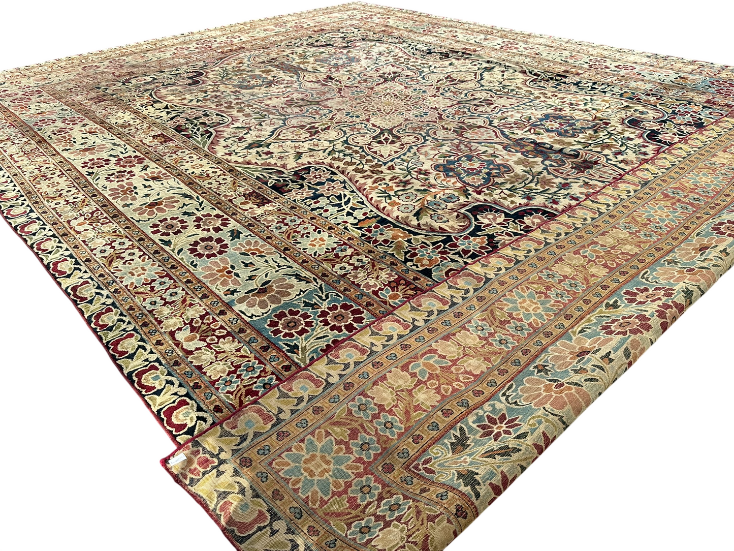 Antiker Orientteppich Handgeknüpft Agra Naturfarben 540x435 cm Signiert