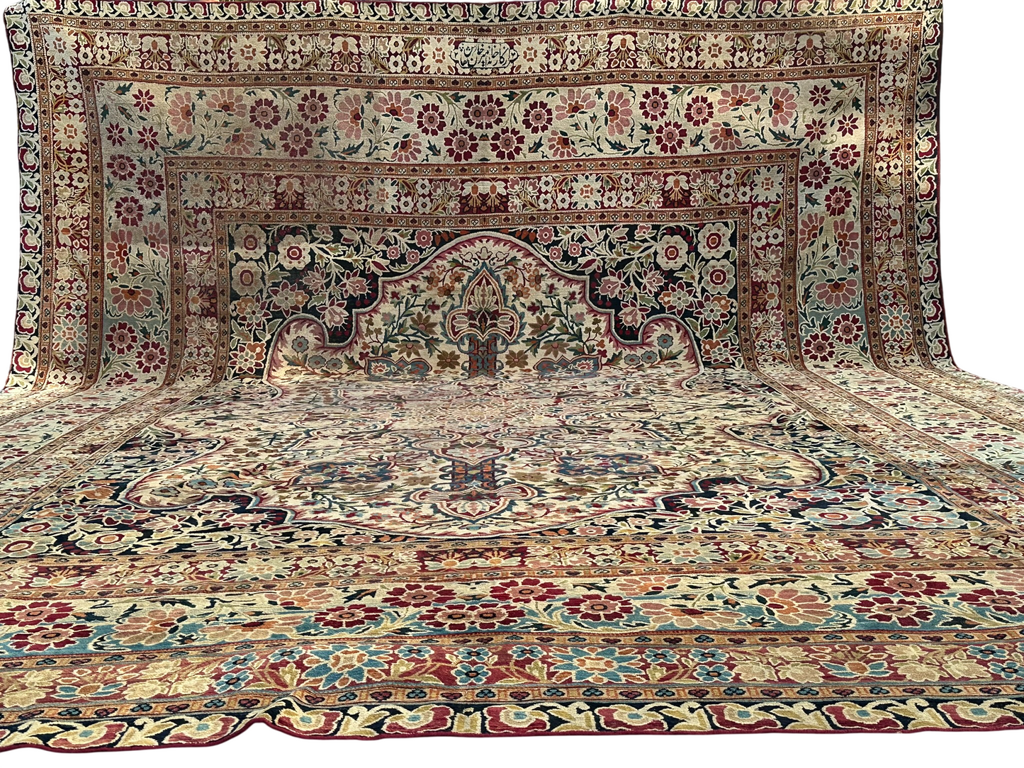 Antiker Orientteppich Handgeknüpft Agra Naturfarben 540x435 cm Signiert