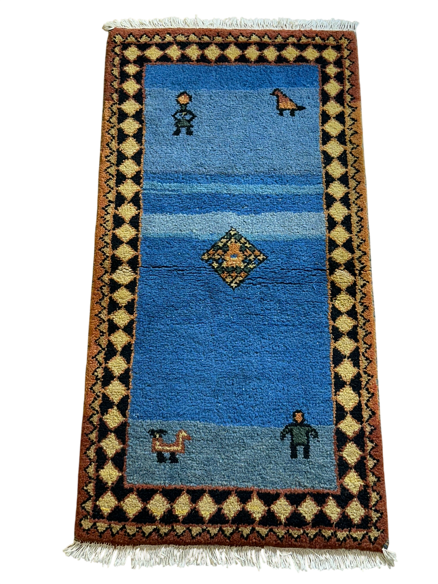 Moderner Gabbeh Teppich handgeknüpft 166x88 cm