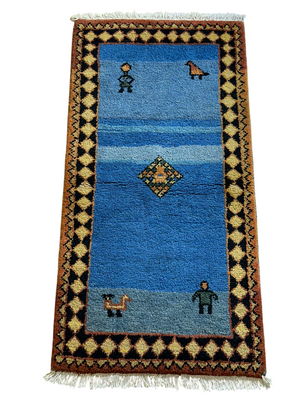 Moderner Gabbeh Teppich handgeknüpft 166x88 cm