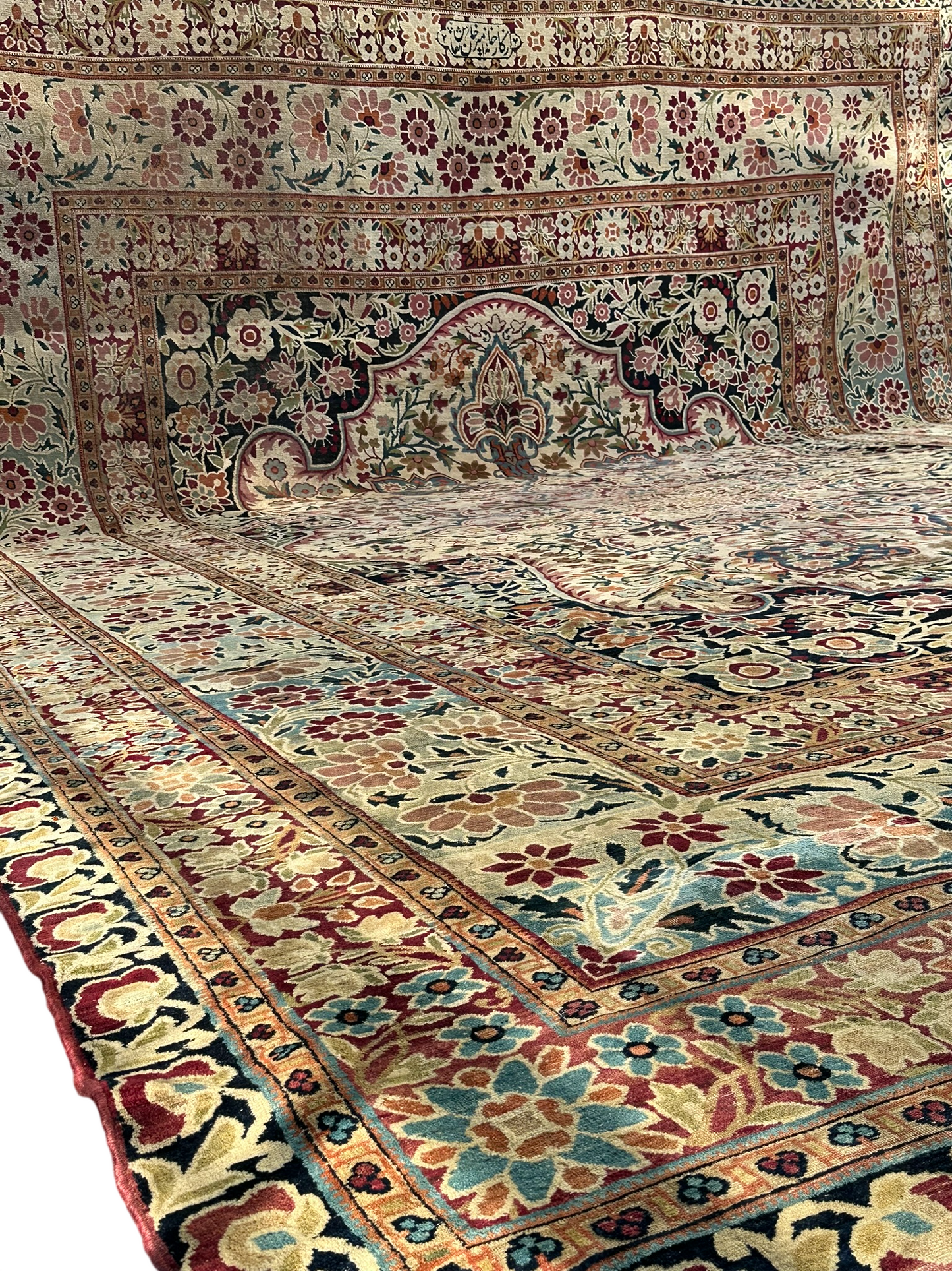 Antiker Orientteppich Handgeknüpft Agra Naturfarben 540x435 cm Signiert