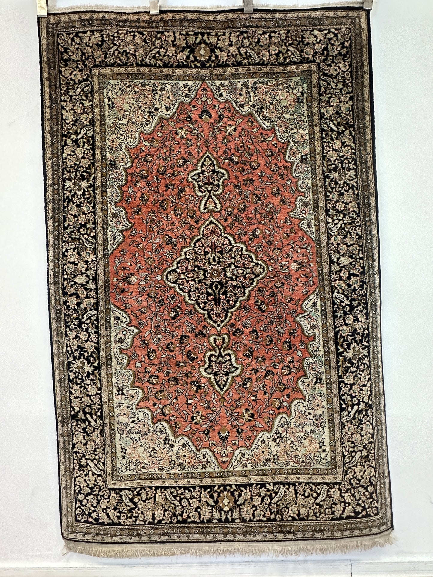 Handgeknüpfter Perser Orientteppich  Feiner Ghom Seidenteppich 180x110cm