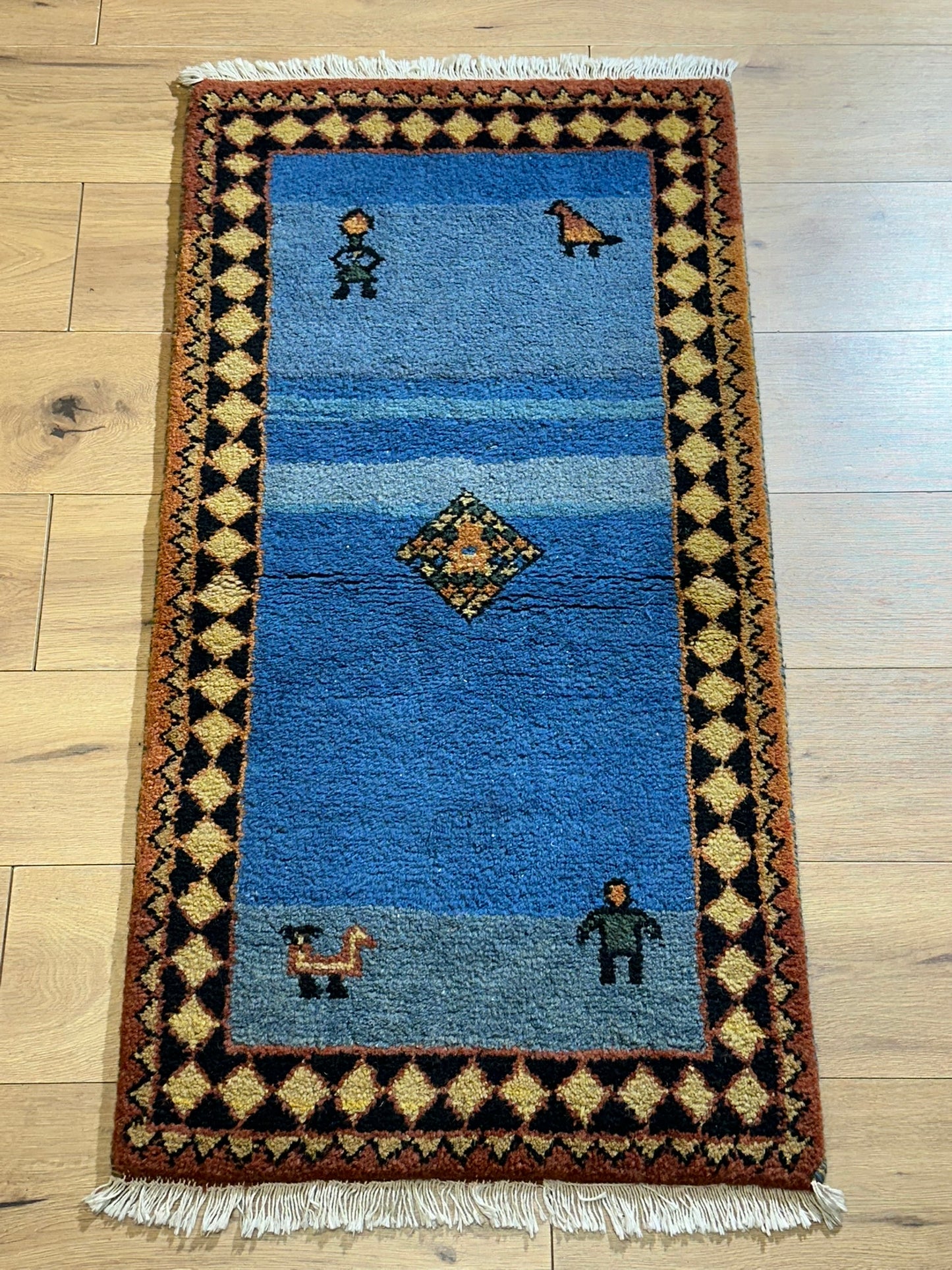Moderner Gabbeh Teppich handgeknüpft 166x88 cm