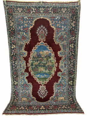 Antik Orientteppich handgeknüpft Kirman Lawer naturfarben  230x142 cm