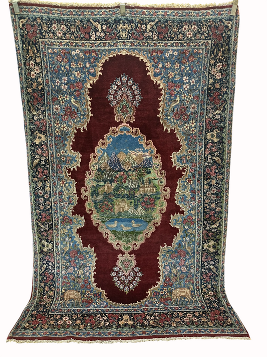 Antik Orientteppich handgeknüpft Kirman Lawer naturfarben  230x142 cm