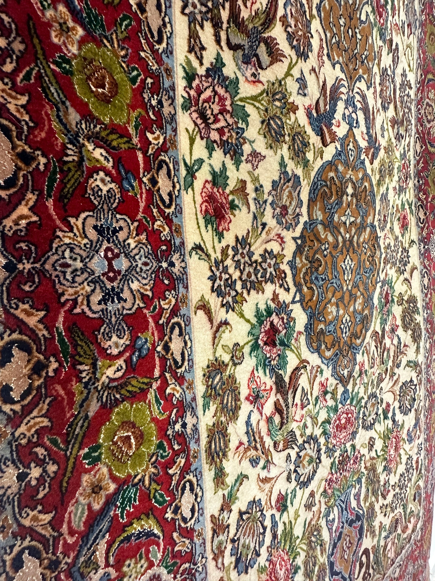 Handgeknüpfter Perser Orientteppich  Isfahan Paradies Kork auf Seide 180x110cm