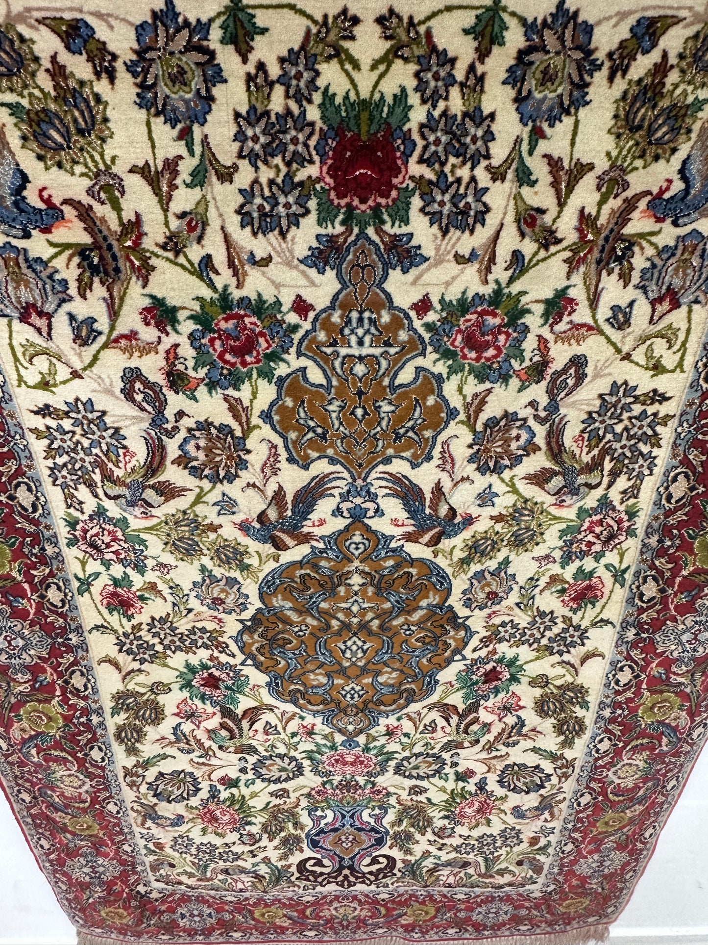 Handgeknüpfter Perser Orientteppich  Isfahan Paradies Kork auf Seide 180x110cm