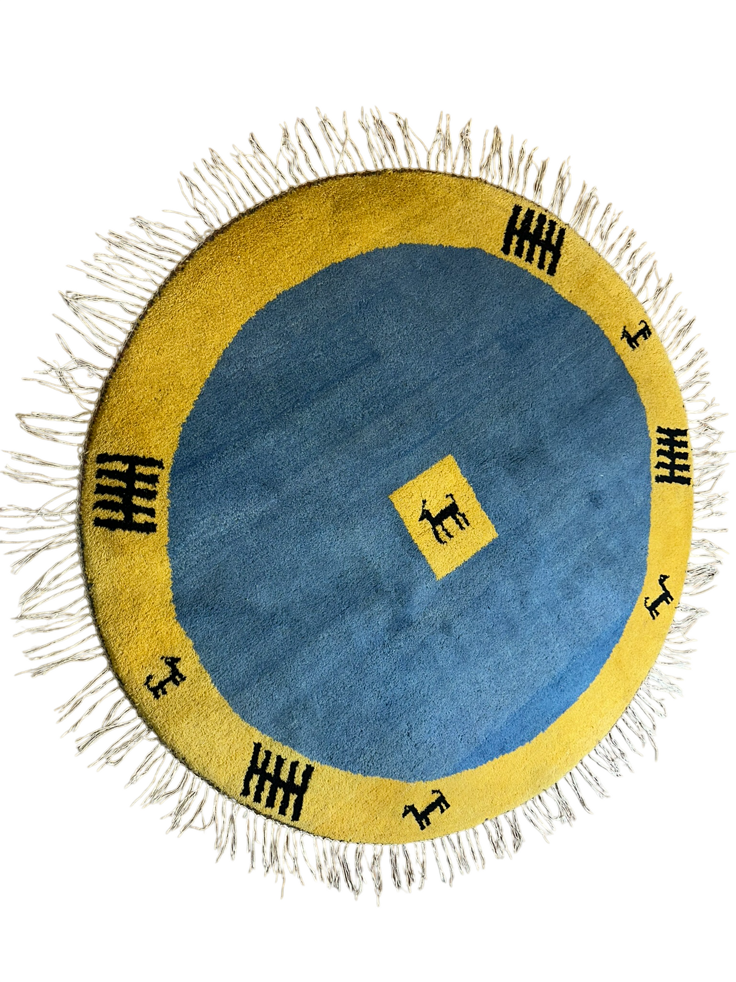 Moderner Gabbeh-Teppich handgeknüpft Indisch rund ca. 150 cm