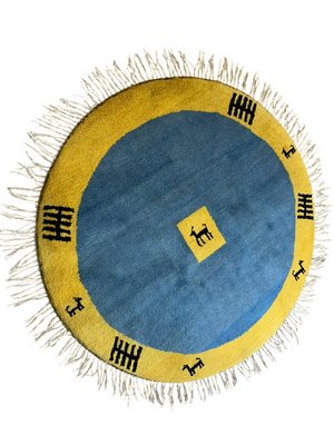 Moderner Gabbeh-Teppich handgeknüpft Indisch rund ca. 150 cm